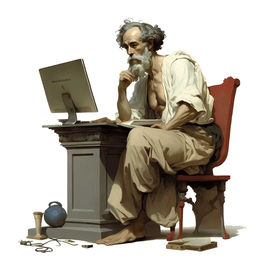 Socrates at his desk, trading